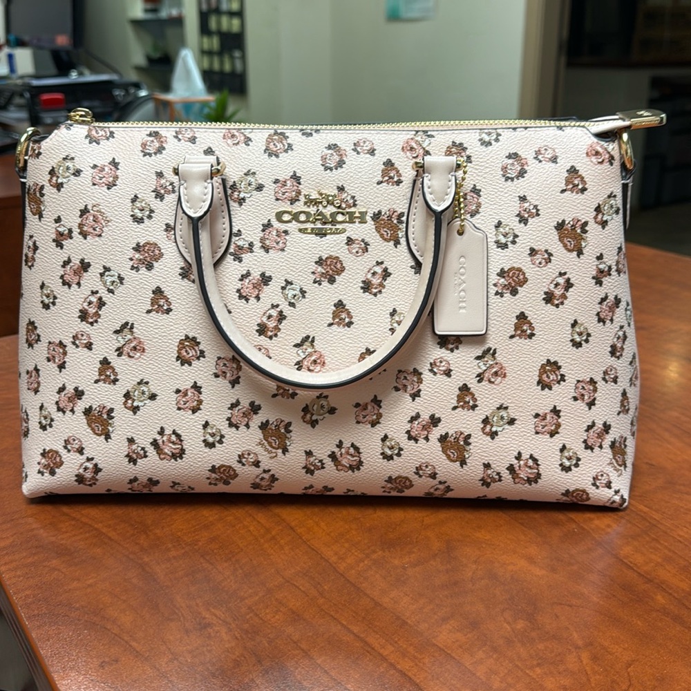 Coach Georgia Satchel Bag With Rose Print